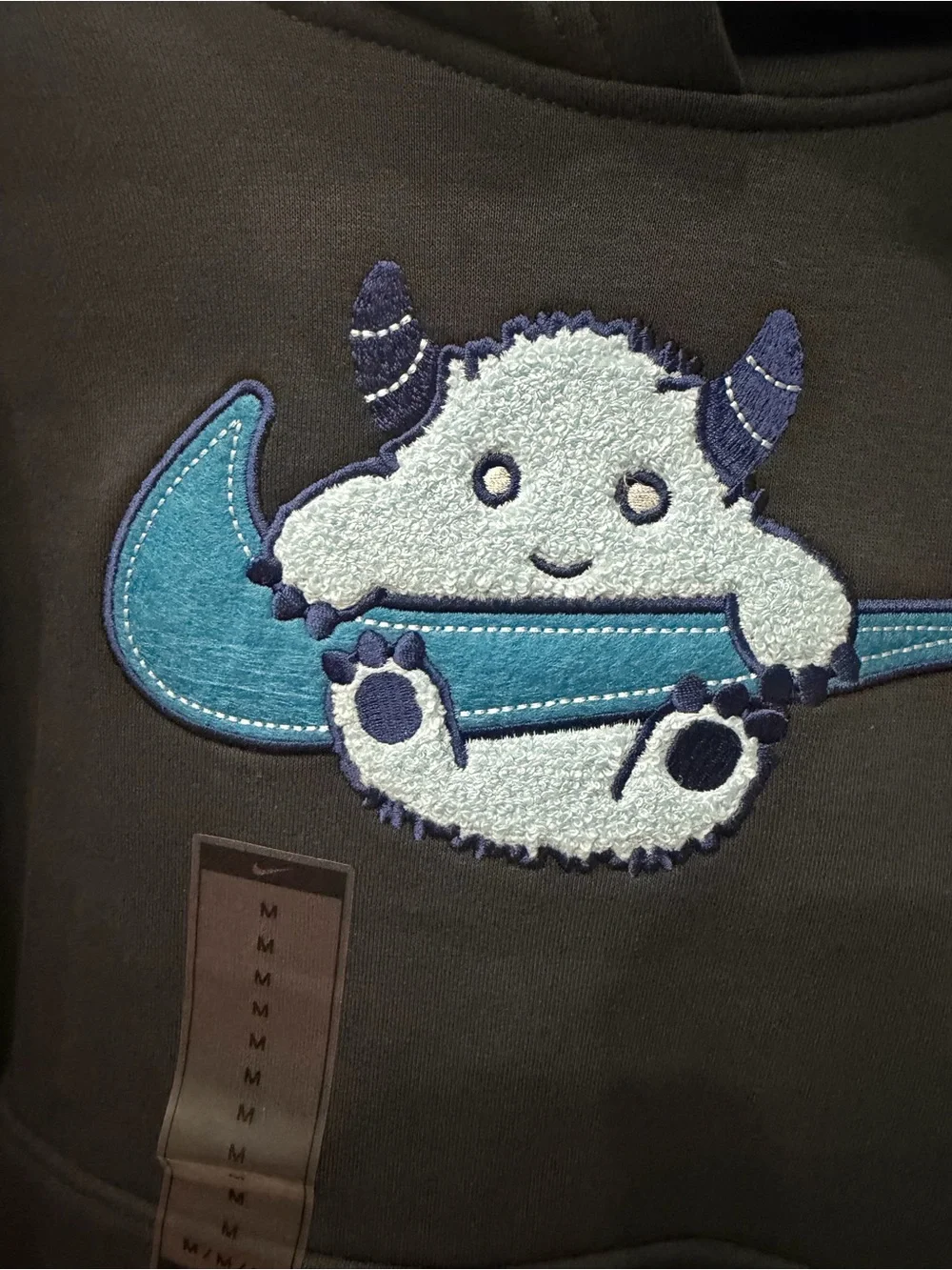 Nike Kids Black Hoodie with Blue Monster & Teal Swoosh